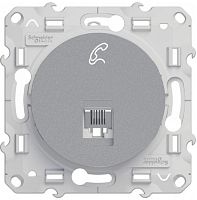 Розетка телефонная без рамки Schneider Electric Odace 1-м. RJ12 алюминий картинка